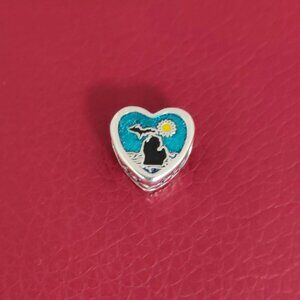 Pandora Michigan Up Northern Exclusive Heart Charm Bead S925 Silver with box